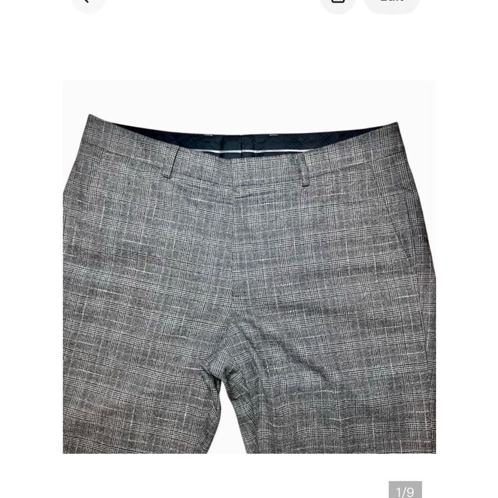 Bonobos Italian Stretch Wool Glen Plaid Dress Pants in Grey Men’s 33/30